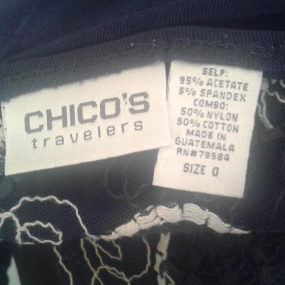 Chico's Travelers 0 Cardigan 4 Small Slinky Embroidered - Picture 8 of 9